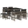 vidaXL 9-tlg. Garten-Essgruppe mit Kissen Grau Poly Rattan