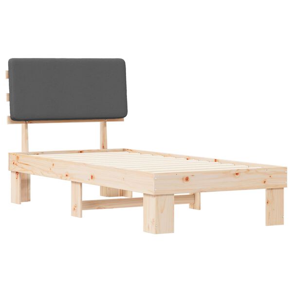 vidaXL Bettgestell mit gepolstertem Kopfteil Dunkelgrau 90 x 190 cm