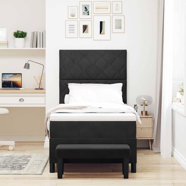 vidaXL Boxspringbett mit Matratze Schwarz 90 x 200 cm Samt