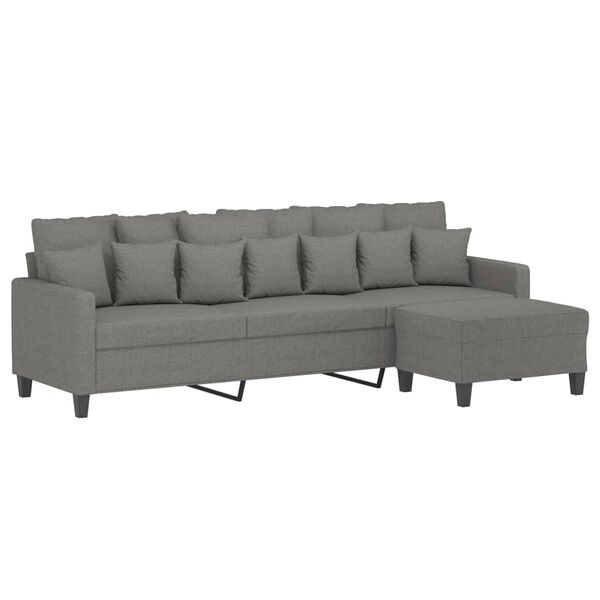 vidaXL 3-Sitzer-Sofa mit Hocker Dunkelgrau 210 cm Stoff