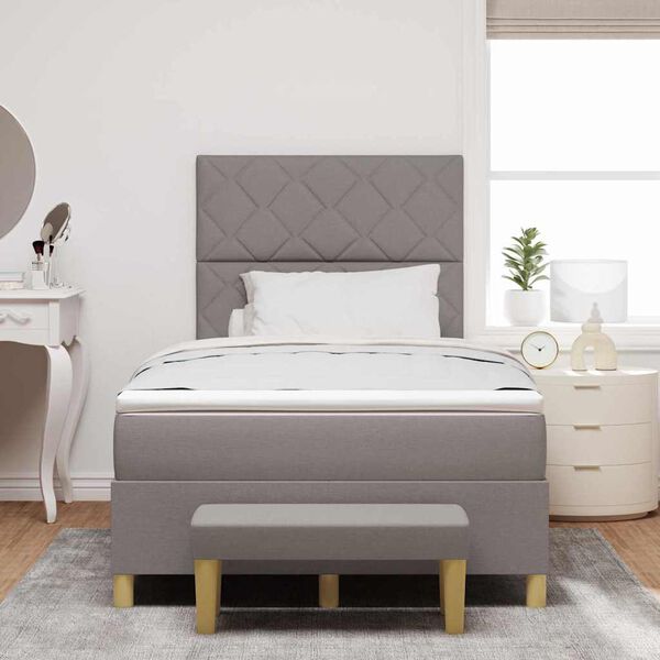 vidaXL Boxspringbett mit Matratze Taupe 120 x 200 cm Stoff