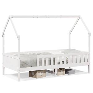 vidaXL Kinderbett Hausbett Wei&szlig; 90x200 cm Massivholz Kiefer