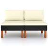 vidaXL Mittelsofas 2 Stk. Poly Rattan und Eukalyptus Massivholz