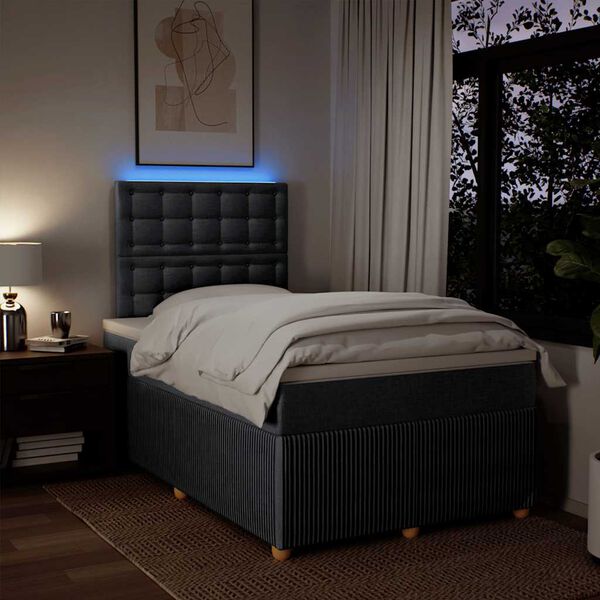 vidaXL Boxspringbett mit Matratze Dunkelgrau 120x200 cm Stoff