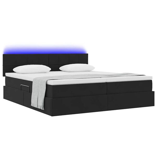 vidaXL Bett mit LED-Lichtleisten Schwarz 180 x 200 cm Samt