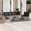 vidaXL 9-tlg. Garten-Sofagarnitur mit Kissen Hellgrau Poly Rattan
