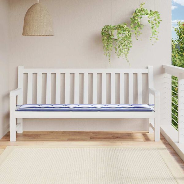 vidaXL Gartenbank-Auflage Blau&Wei&szlig; Gestreift 200x50x4 Stoff
