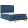 vidaXL Boxspringbett mit Matratze mit Kopfteil Blau 160 x 200 cm Stoff