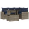 vidaXL 5-teiliges Gartensofa-Set mit Kissen, grau, Polyrattan