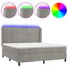 vidaXL Boxspringbett mit Matratze & LED Hellgrau 160x200 cm Samt