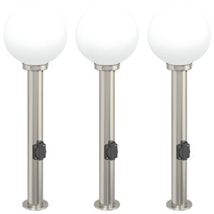 vidaXL Pollerleuchten mit Auslass 3 Stk. 80 cm Edelstahl IP44