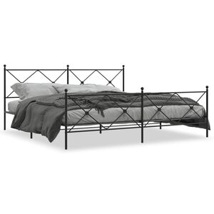vidaXL Bettgestell mit Kopf- und Fu&szlig;teil Metall Schwarz 193x203 cm