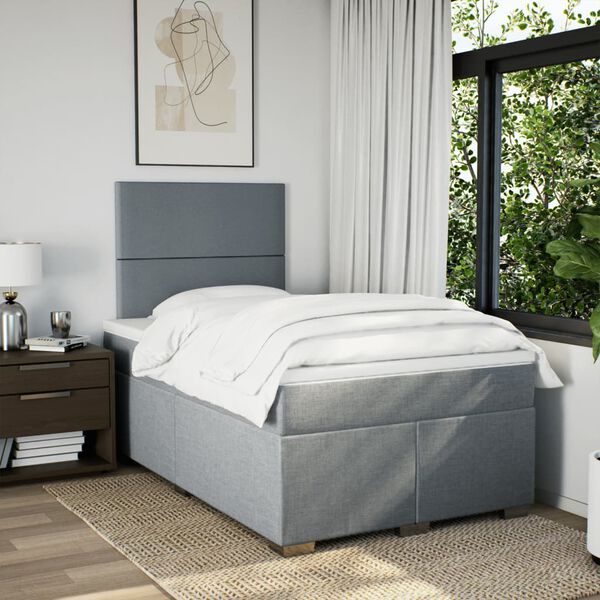 vidaXL Boxspringbett mit Matratze Hellgrau 120x190 cm Stoff