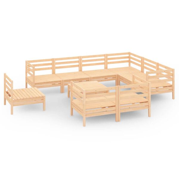 vidaXL 10-tlg. Garten-Lounge-Set Massivholz Kiefer
