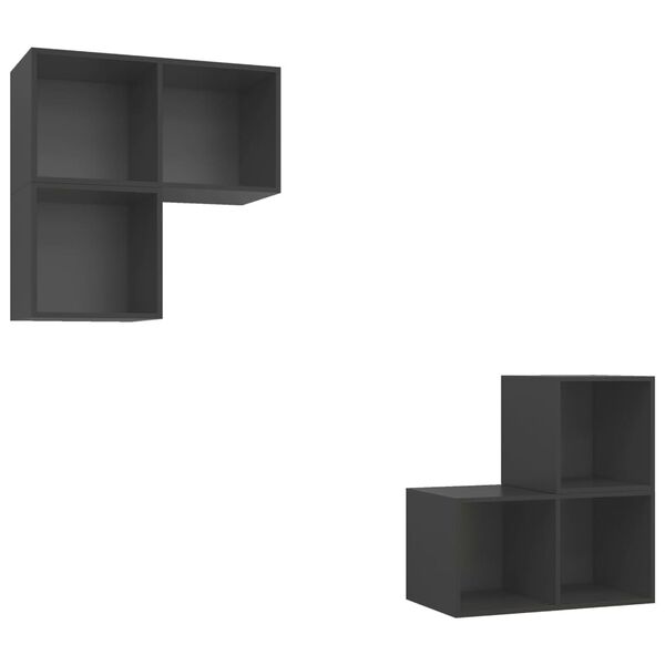 vidaXL 4-tlg. TV-Schrank-Set Grau Holzwerkstoff