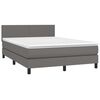 vidaXL Boxspringbett mit Matratze & LED Grau 140x190 cm Kunstleder