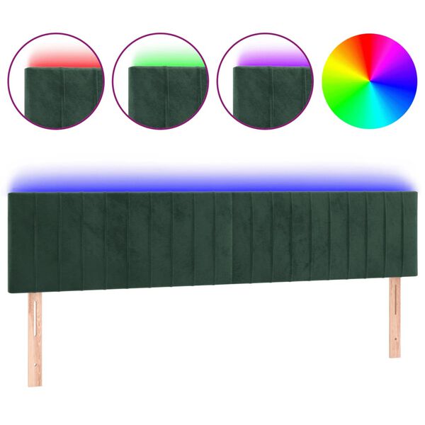 vidaXL LED Kopfteil Dunkelgr&uuml;n 160x5x78/88 cm Samt