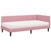vidaXL Eckbettgestell mit Matratze mit Kopfteil Rosa 90 x 200 cm Samt