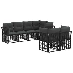 vidaXL Outdoor-Sofagarnitur 7 stk. Schwarz Polyester