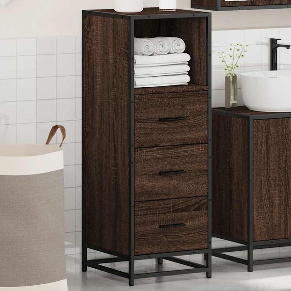 vidaXL Badschrank Braun Eichen-Optik 35x37,5x100 cm Holzwerkstoff