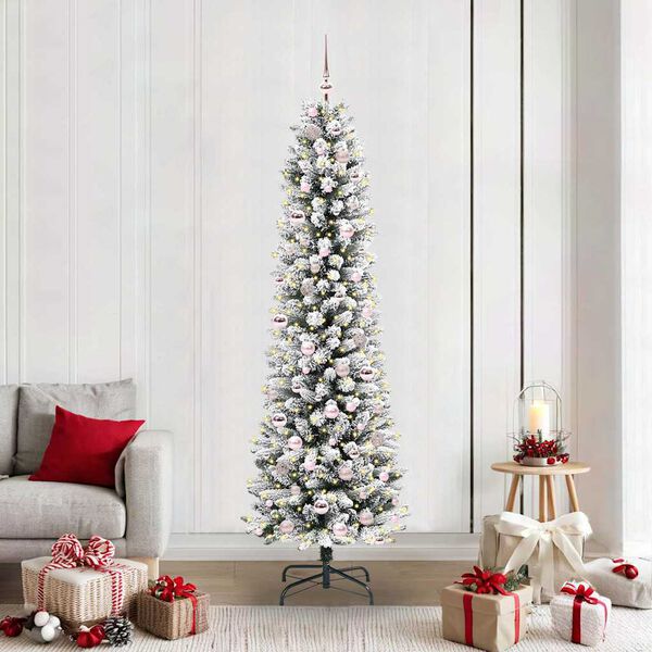 vidaXL K&uuml;nstlicher Weihnachtsbaum mit 300 LEDs mit St&auml;nder Wei&szlig; 210 cm
