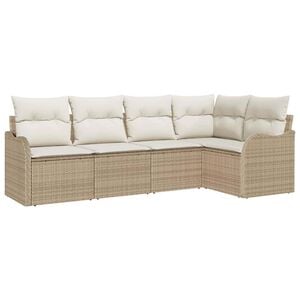vidaXL Gartensofa-set 5 stk. Beige Poly-Rattan