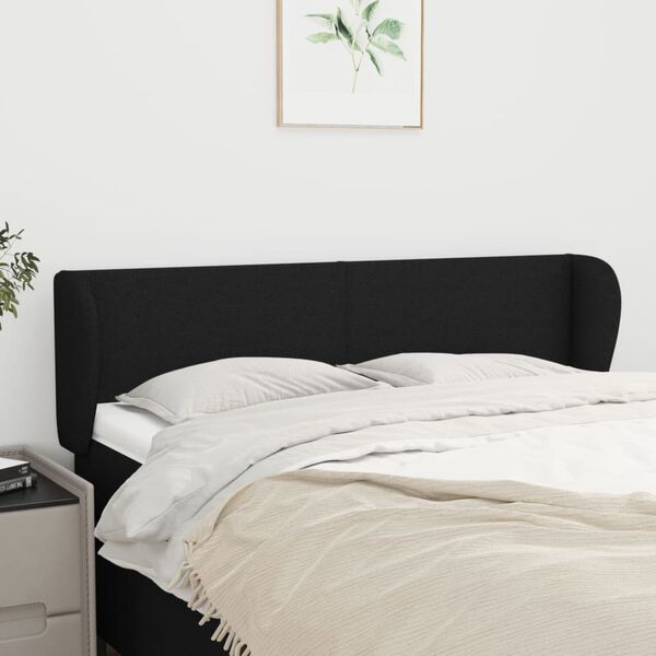 vidaXL Kopfteil mit Ohren Schwarz 147x23x78/88 cm Stoff