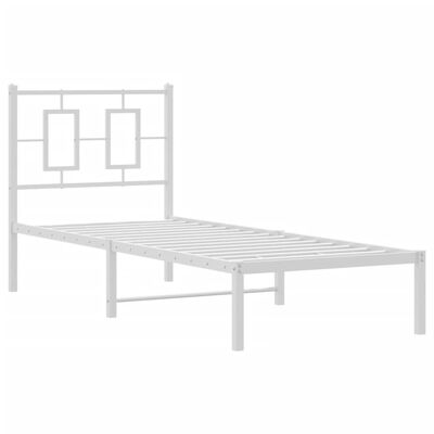 vidaXL Metallbett ohne Matratze mit Kopfteil Weiß 75x190 cm