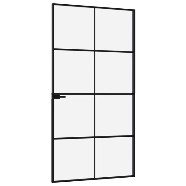 vidaXL Innent&uuml;r Schwarz 102x201,5 cm Hartglas & Aluminium Schlank