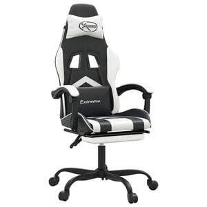 vidaXL Gaming-Stuhl mit Fu&szlig;st&uuml;tze Drehbar Schwarz & Wei&szlig; Kunstleder