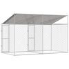 vidaXL Hundek&auml;fig mit Dach Silber 400 x 200 x 256 cm Stahl und PE
