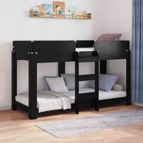 vidaXL Etagenbett f&uuml;r Kinder Schwarz Eichen-Optik 80 x 190 cm