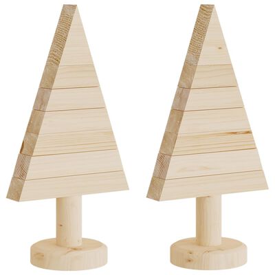 vidaXL Deko-Weihnachtsbäume 2 Stk. Holz 30 cm Massivholz Kiefer