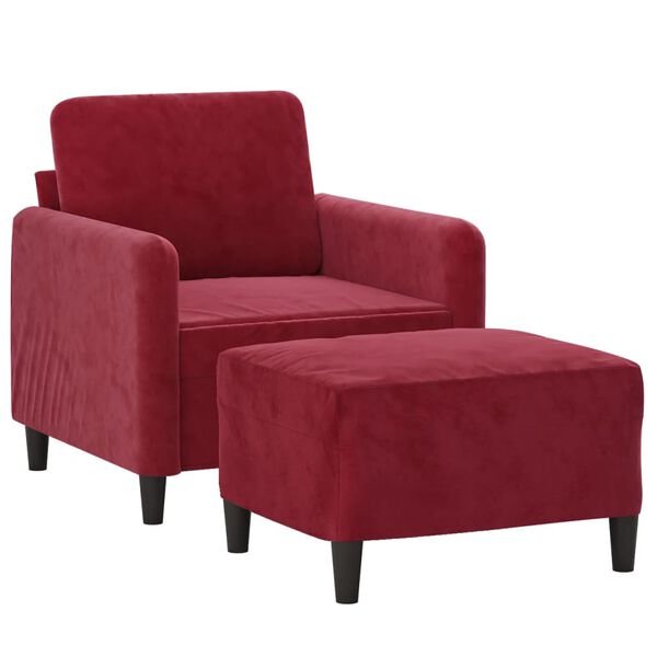 vidaXL Sessel mit Hocker Weinrot 60 cm Samt