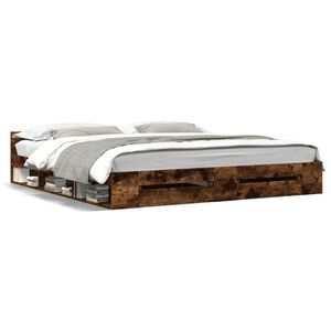 vidaXL Bettgestell mit Schubladen R&auml;uchereiche 200x200cm Holzwerkstoff