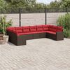vidaXL 10-tlg. Garten-Sofagarnitur mit Kissen Braun Poly Rattan