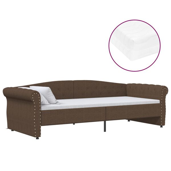 vidaXL Tagesbett mit Matratze USB Braun Stoff 90x200 cm