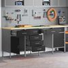 vidaXL Werkbank mit Schubladen 4 pcs Schwarz 200 x 55 x 85 cm