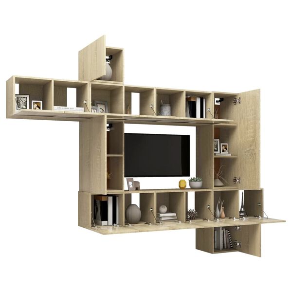 vidaXL 10-tlg. TV-Schrank-Set Sonoma-Eiche Holzwerkstoff
