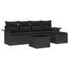 vidaXL Garten-Sofa-Set mit Kissen 6 pcs Schwarz Poly Rattan