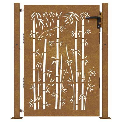 vidaXL Gartentor 105x155 cm Cortenstahl Bambus-Design