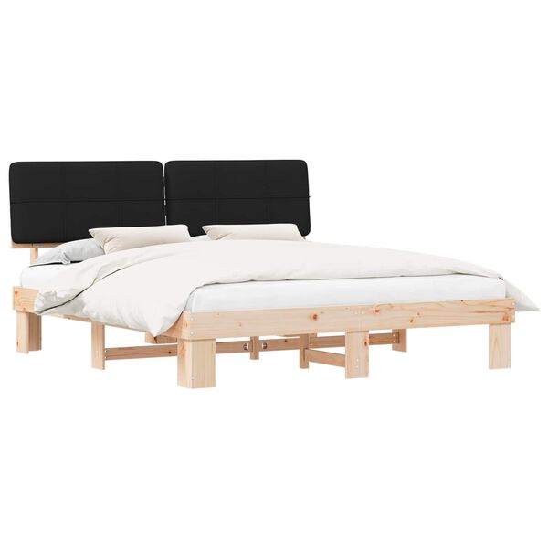 vidaXL Bettgestell mit gepolstertem Kopfteil Schwarz 180 x 200 cm