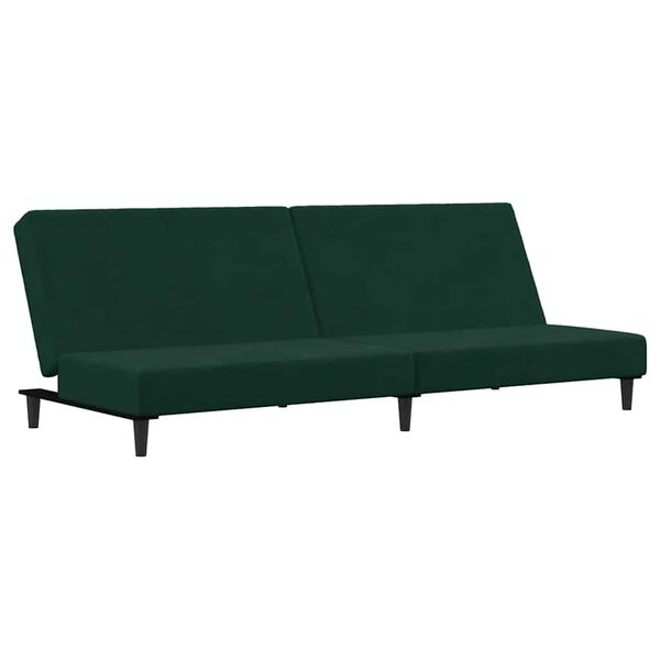 vidaXL Schlafsofa 2-Sitzer mit Fu&szlig;hocker Dunkelgr&uuml;n Samt