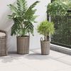 vidaXL Blumentopfkorb mit Speicher 2 pcs Grau Kubu Rattan