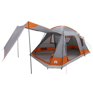 vidaXL H&uuml;tten-Zelt Grau und Orange 8-Personen Polyester und Stahl