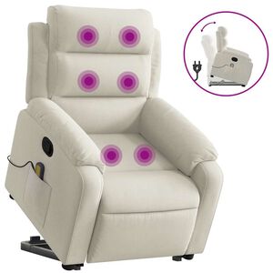 vidaXL Massagesessel mit Aufstehhilfe Creme Samt