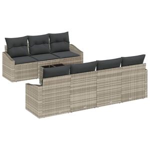 vidaXL Sofa Set 8 stk. Hellgrau [Synthetisch]: Poly Rattan