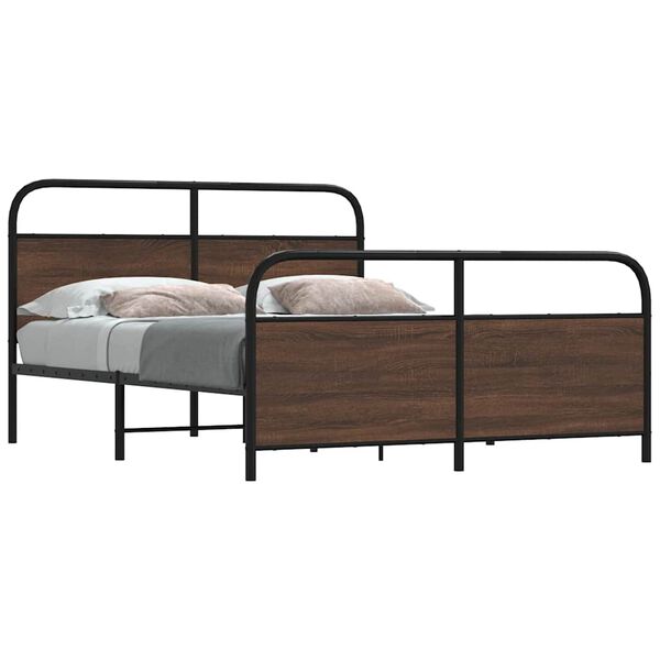 vidaXL Metallbett ohne Matratze Braun Eichen-Optik 160x200 cm