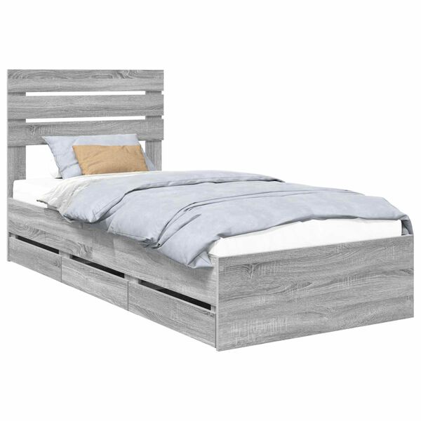 vidaXL Bettrahmen Graues Sonoma 100 x 200 cm Ingenieurs Holz