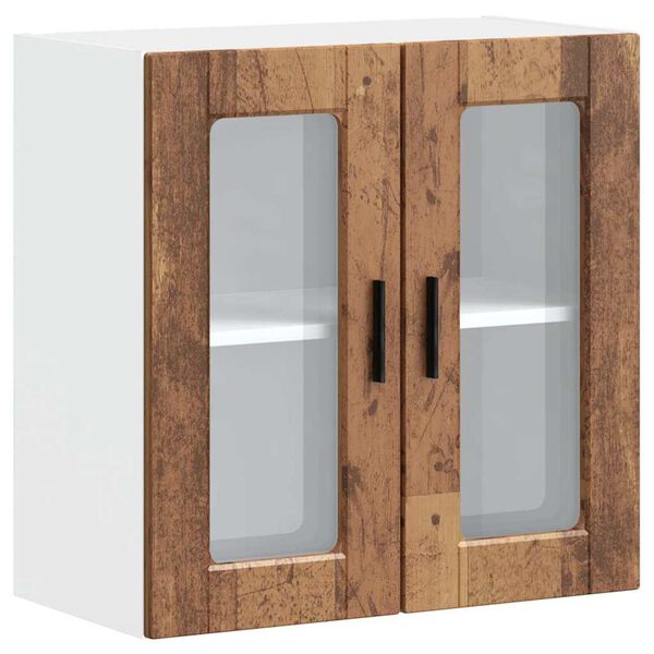 vidaXL K&uuml;chen-H&auml;ngeschrank mit Glast&uuml;r Porto Altholz-Optik